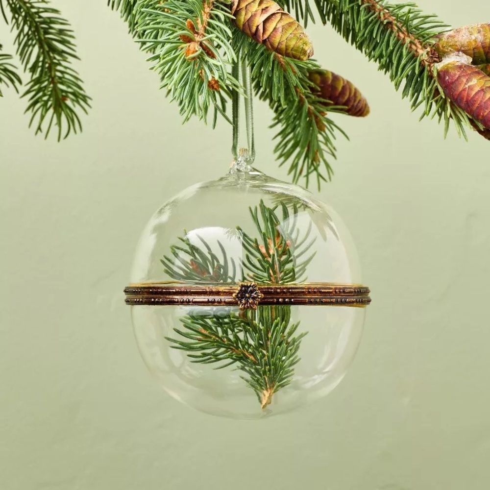 Smooth Hinged Glass & Brass Christmas Tree Ornament - Hearth & Hand Magnolia